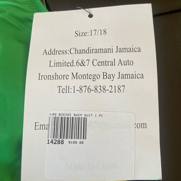 Jamaican Flag One Piece Bathing Suit Swim Suit With Pads Womens Size 17/18 NWT - Picture 7 of 10